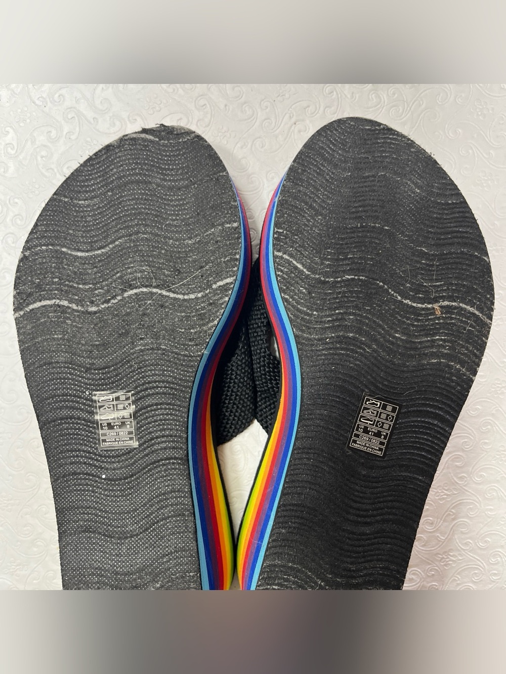 Rocket Dog Womens 10 Platform Thong Sandal Rainbow Black Slip On Shoes Gay Pride - Picture 10 of 16